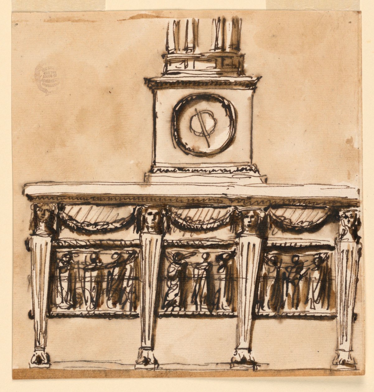 Mesa de console com relógio de Giuseppe Barberi