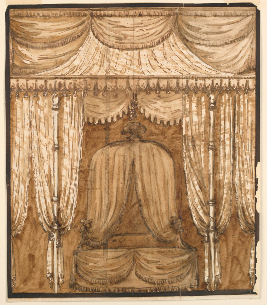 Desenho, Elevação de uma alcova de cama, ca. 1790 de Giuseppe Barberi