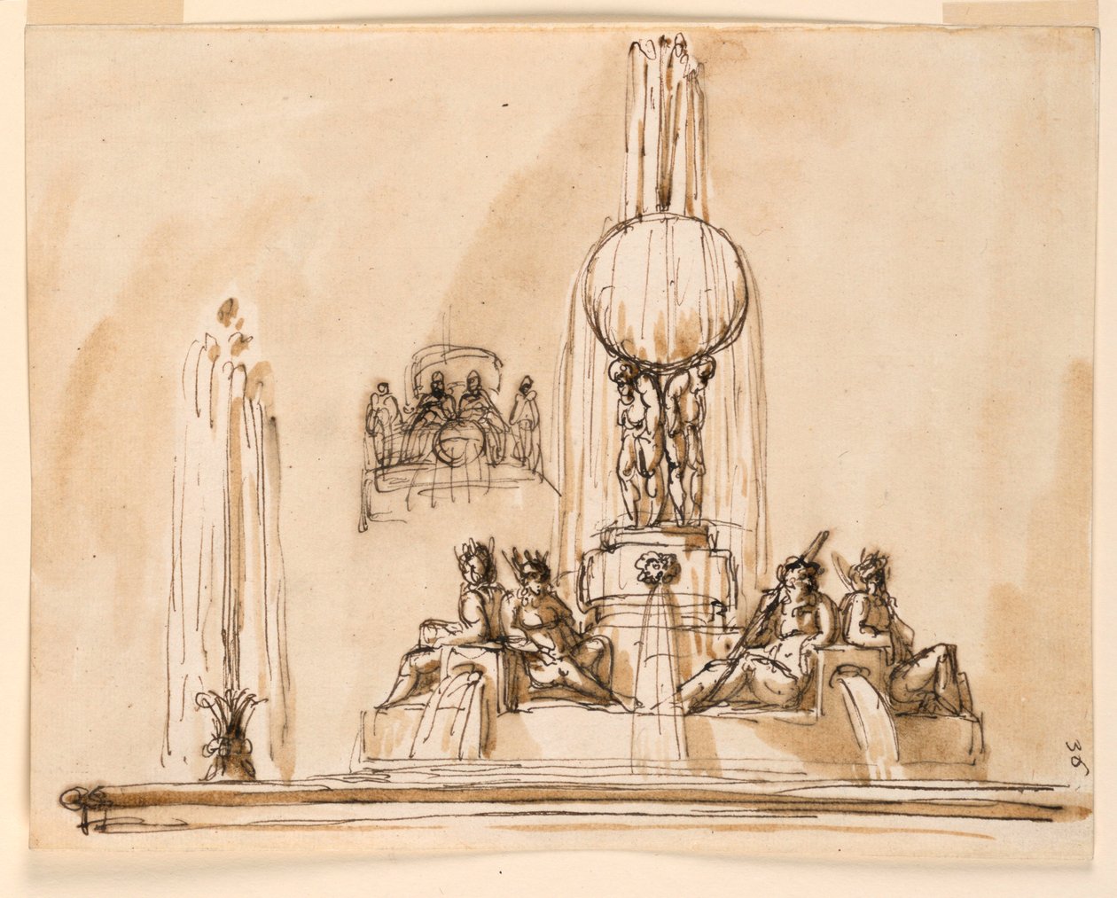 Elevação de uma fonte de Giuseppe Barberi