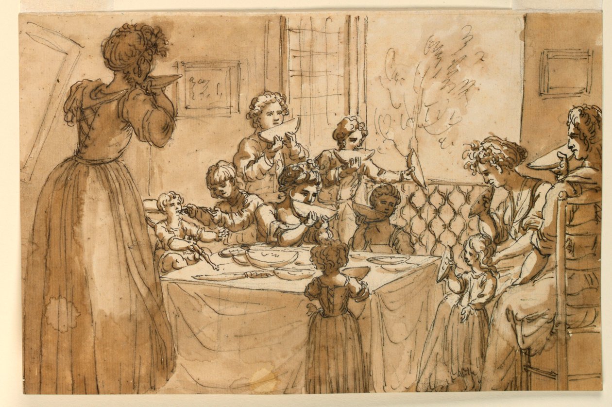 Família comendo melão de Giuseppe Barberi