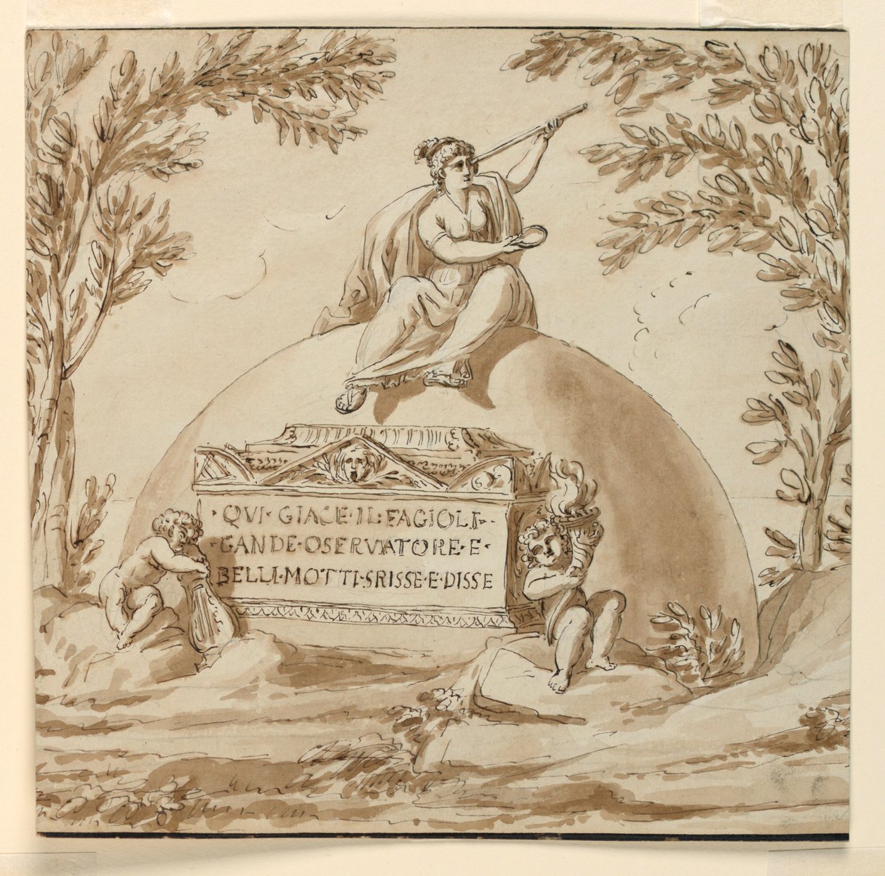 Monumento sepulcral para o astrônomo Giovanni B. Fagiuoli de Giuseppe Barberi