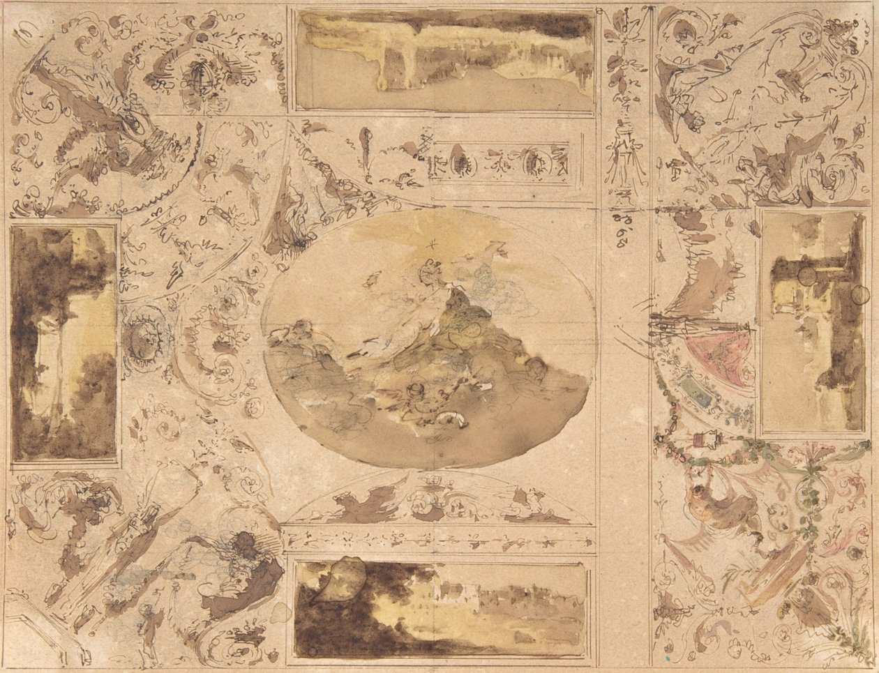 Desenhos para a decoração de um tecto, finais do século XVIII-meados do século XIX. de Giuseppe Bernardino Bison