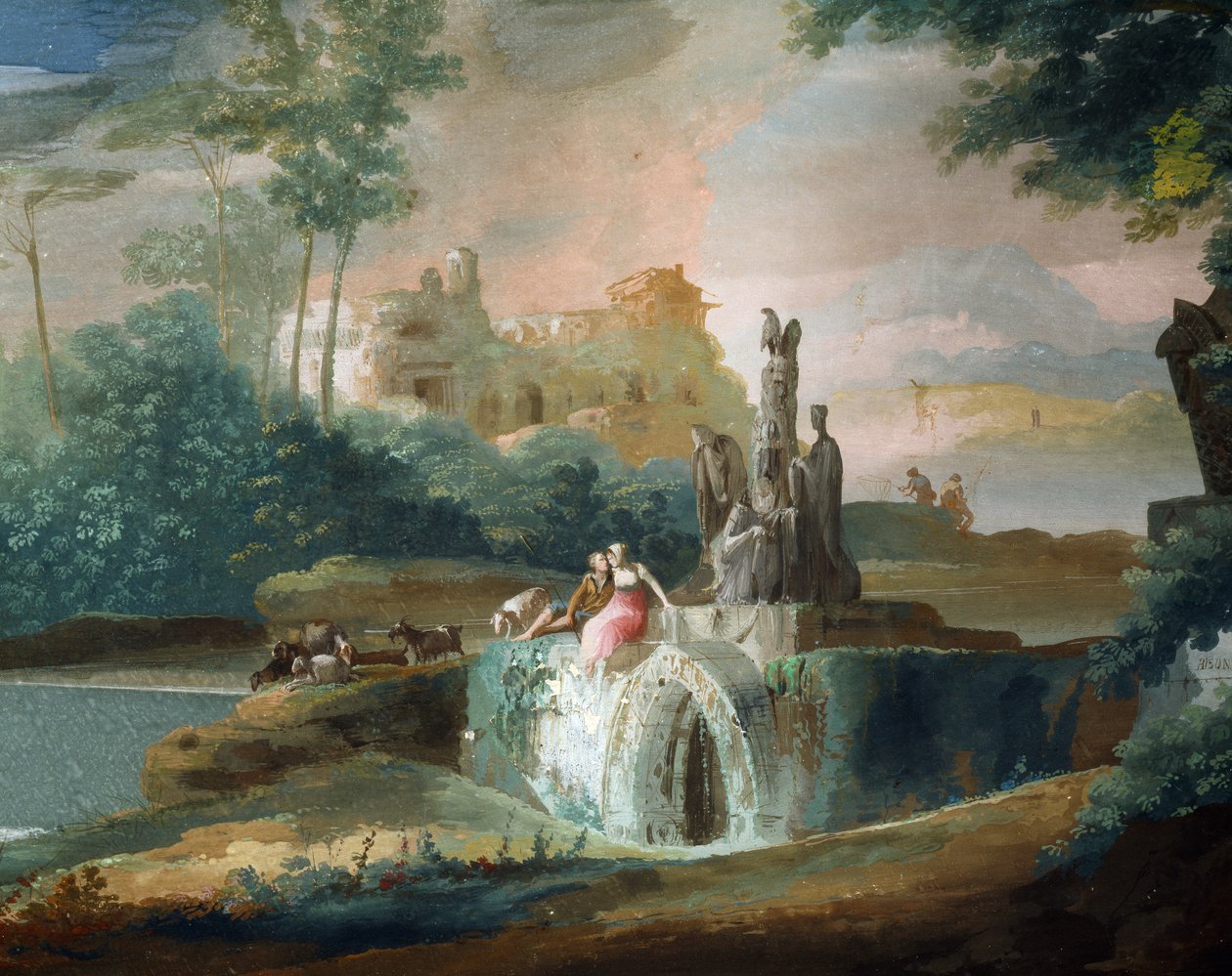 Cena galante de pastores numa paisagem imaginária, de Giuseppe Bernardino Bison (1762-1844) de Giuseppe Bernardino Bison