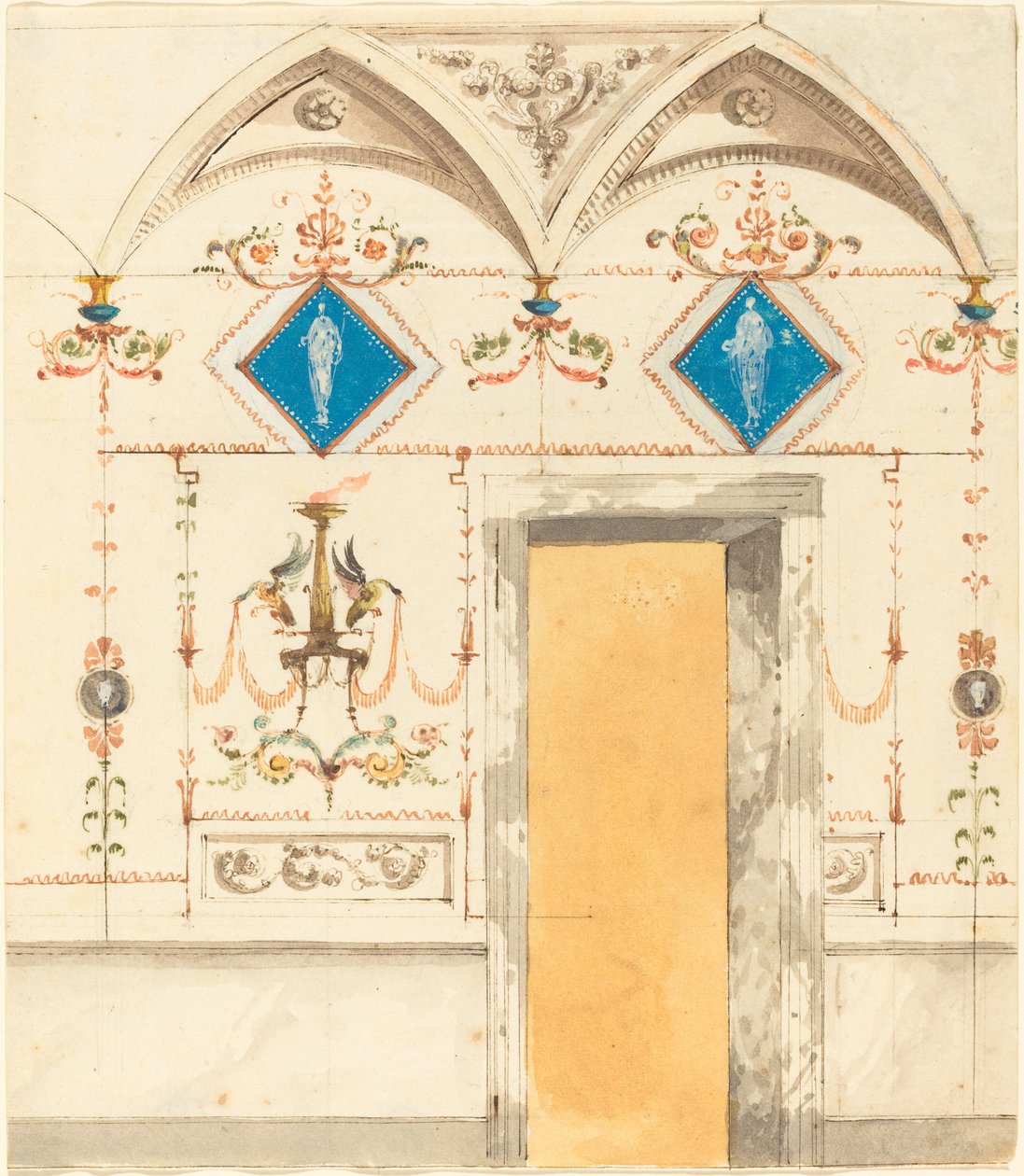 Decoração de parede de Pompeia de Giuseppe Bernardino Bison