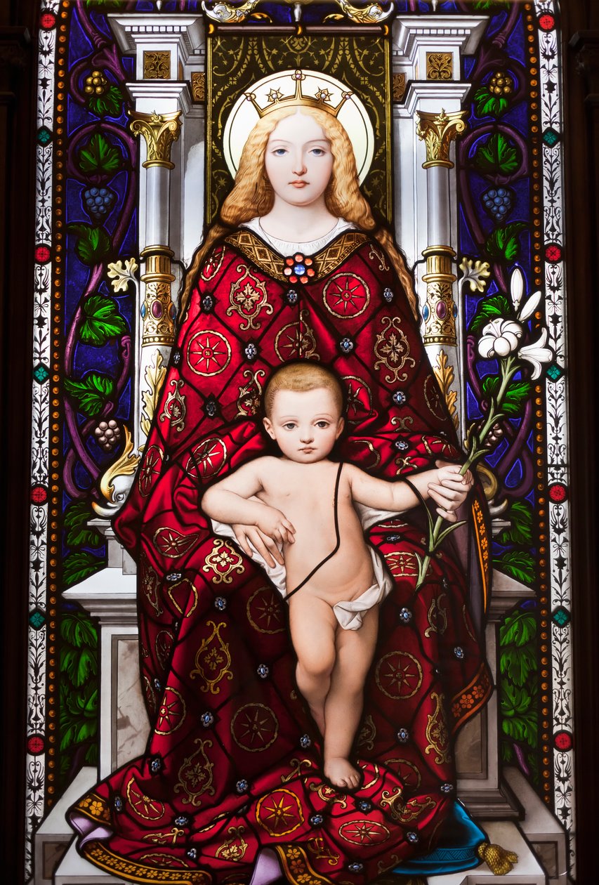Madonna Enthroned (vidro manchado) de Giuseppe Bertini