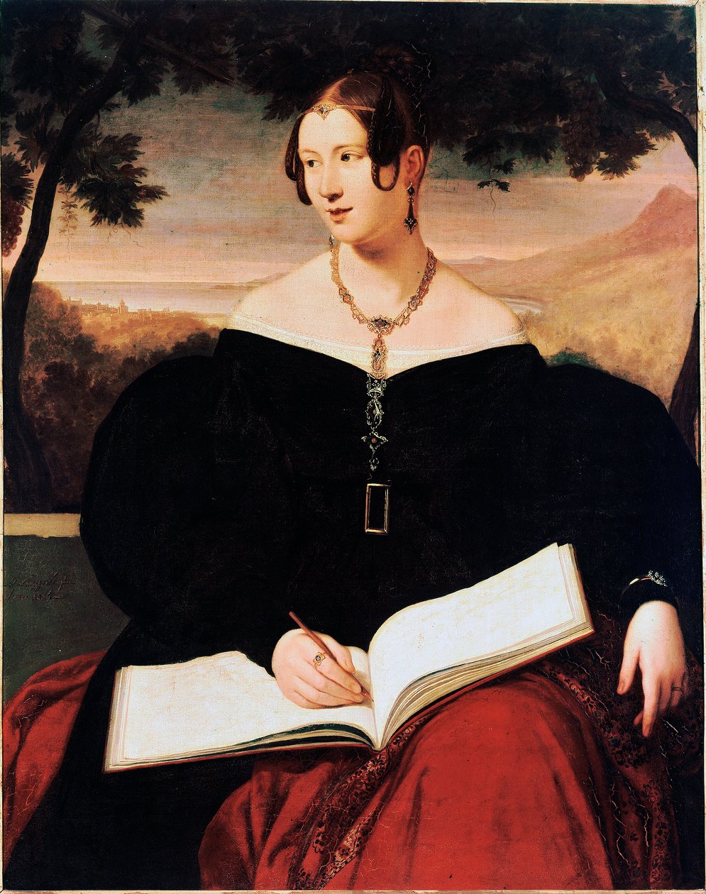 Retrato da Condessa Rucellai Pintura de Giuseppe Bezzuoli de Giuseppe Bezzuoli