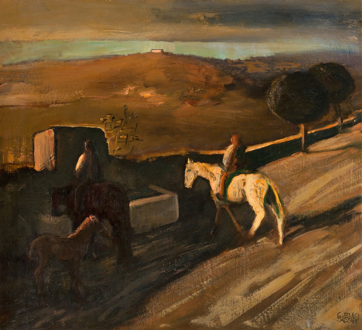 Cavalo branco no bebedouro de Giuseppe Biasi