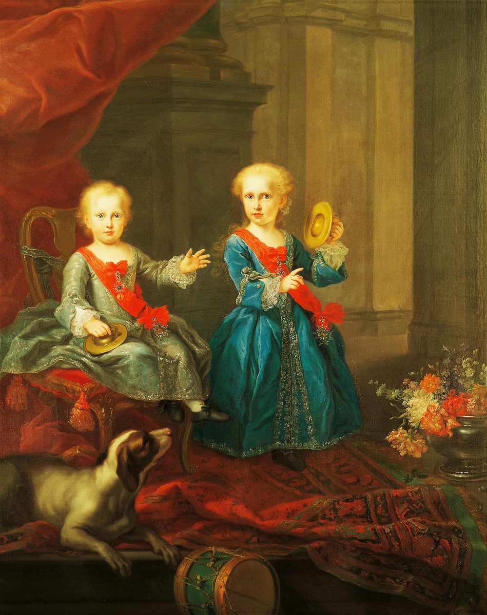 Filhas de Carlos III de Bourbon, rei de Nápoles e Duas Sicílias e Maria Amélia de Saxónia, rainha de Duas Sicílias, pintura, de Giuseppe Bonito (1701-1789), Itália de Giuseppe Bonito