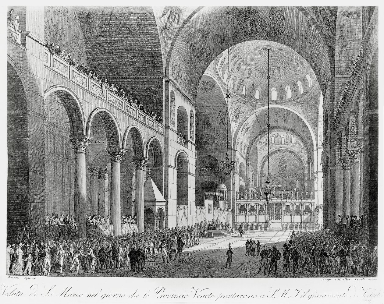 As províncias do Veneto juram fidelidade ao imperador austríaco Francisco II (1768-1835) na Basílica de São Marco em Veneza, 7 de Maio de Giuseppe Borsato