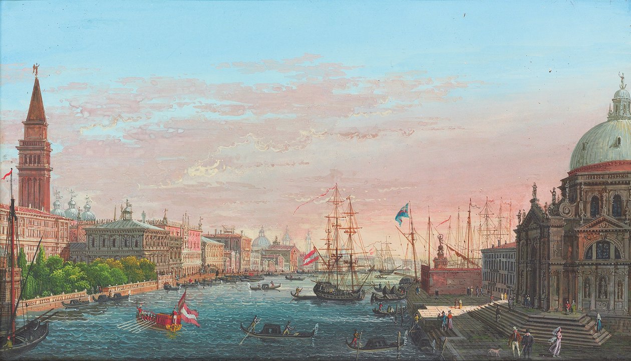 Vista do Grande Canal, Veneza, com o Palazzo Ducale e a Saudação de Giuseppe Borsato