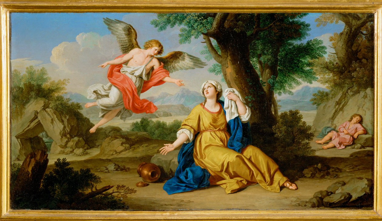 Hagar e o anjo (pintura sobre tela) de Giuseppe Bottani