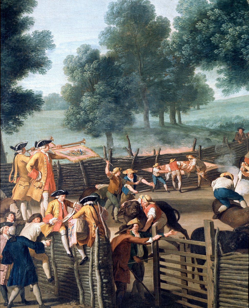 Branding de gado perto de Roma. O público dos aristocratas, detalhe (pintura de Giuseppe Bottani