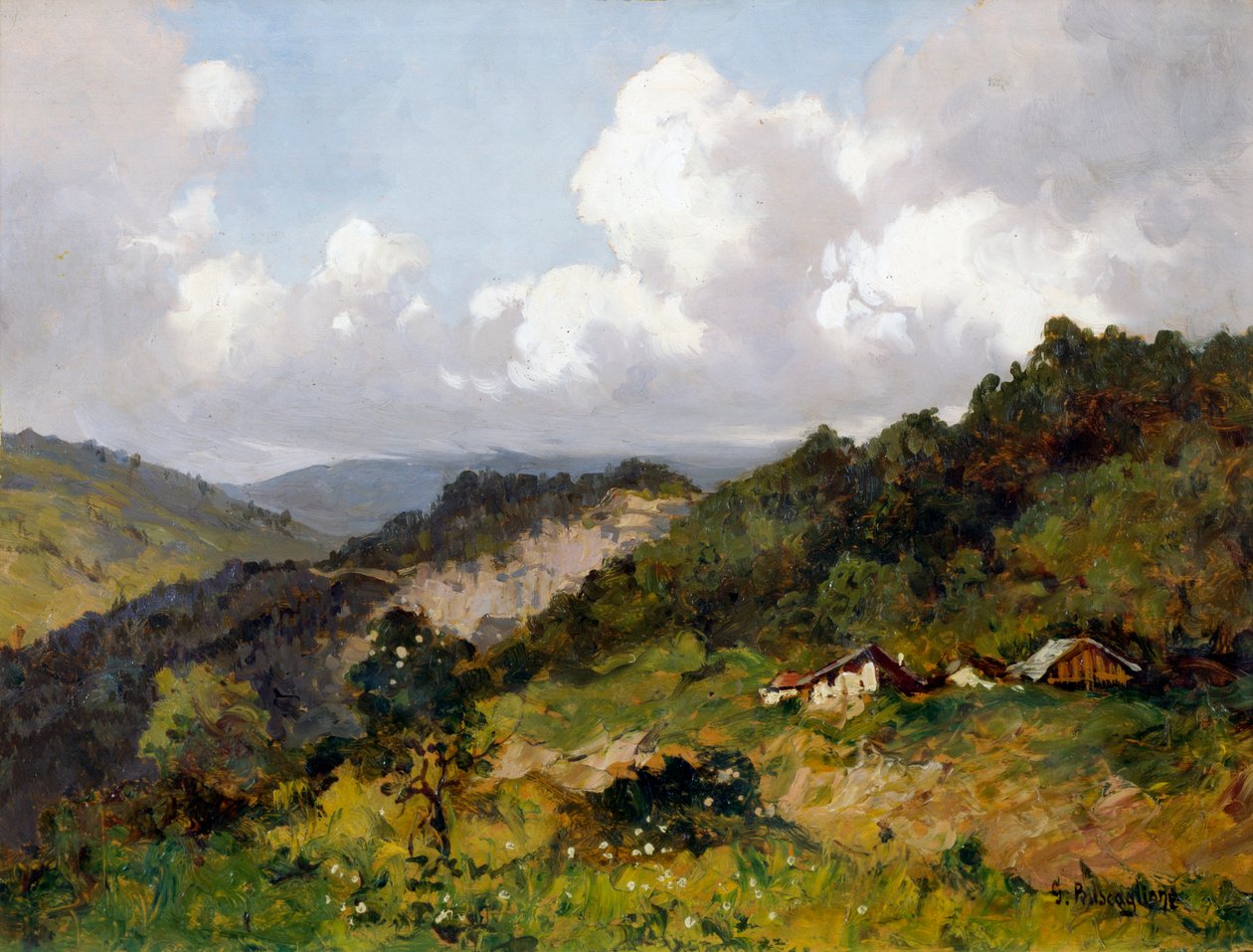 Verão em colinas (óleo sobre painel) de Giuseppe Buscaglione