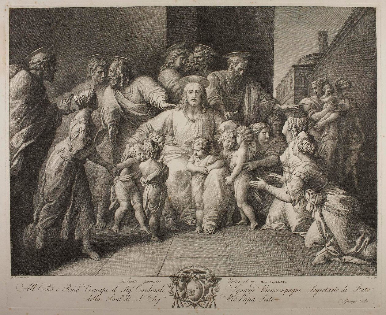 Cristo abençoando as crianças de Giuseppe Cades