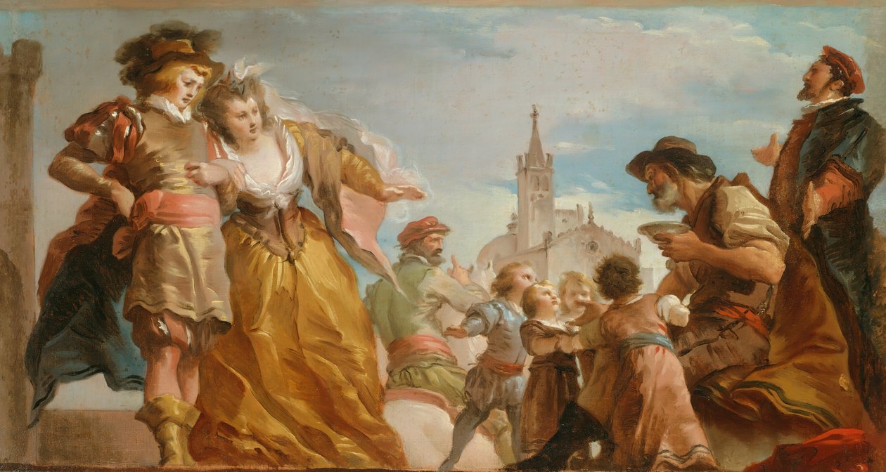 O Encontro de Gautier, Conde de Antuérpia, e sua Filha, Violante, c. 1787. de Giuseppe Cades