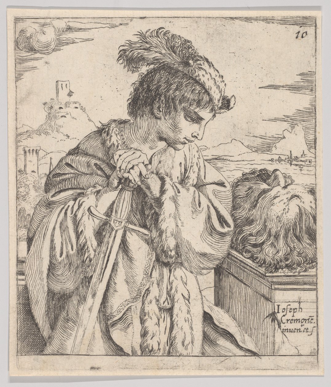 Davi olhando para a cabeça de Golias, 1620-30. de Giuseppe Caletti