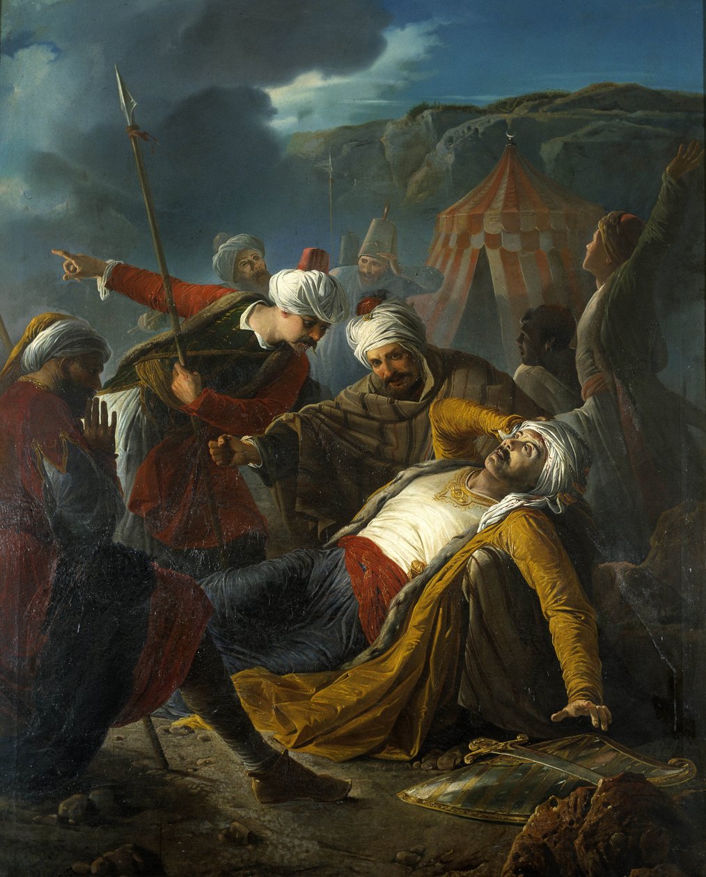 A morte de Dragut (pirata turco) durante o cerco de Malta pelos turcos em 1565 - por Giuseppe Cali de Giuseppe Cali