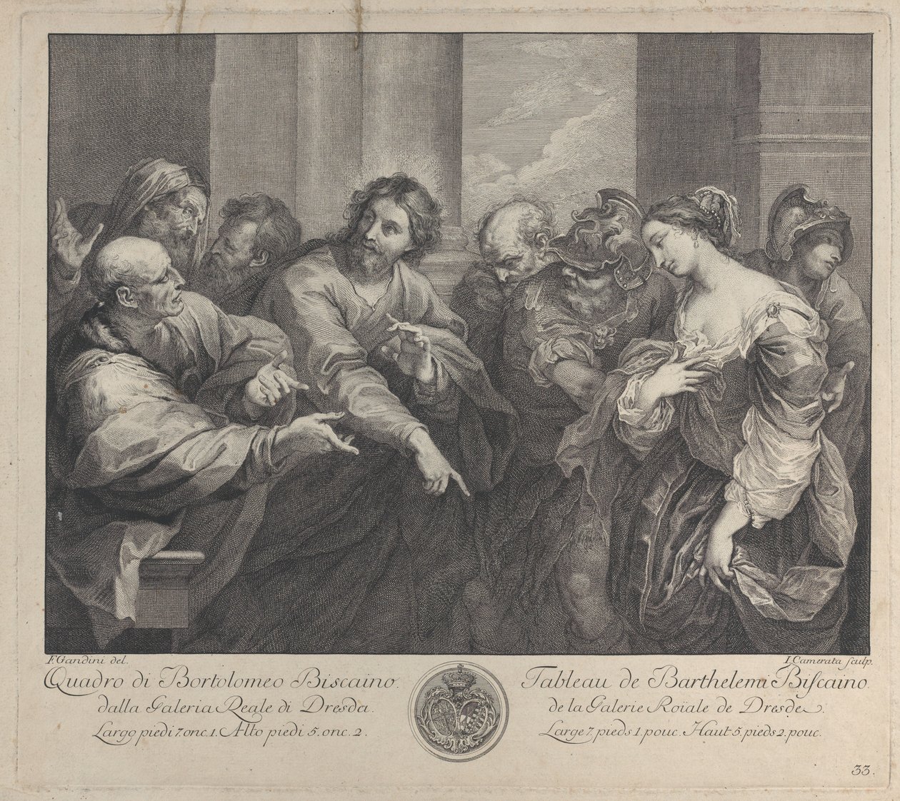 Cristo e a mulher apanhada em adultério, 1750-57. de Giuseppe Camerata