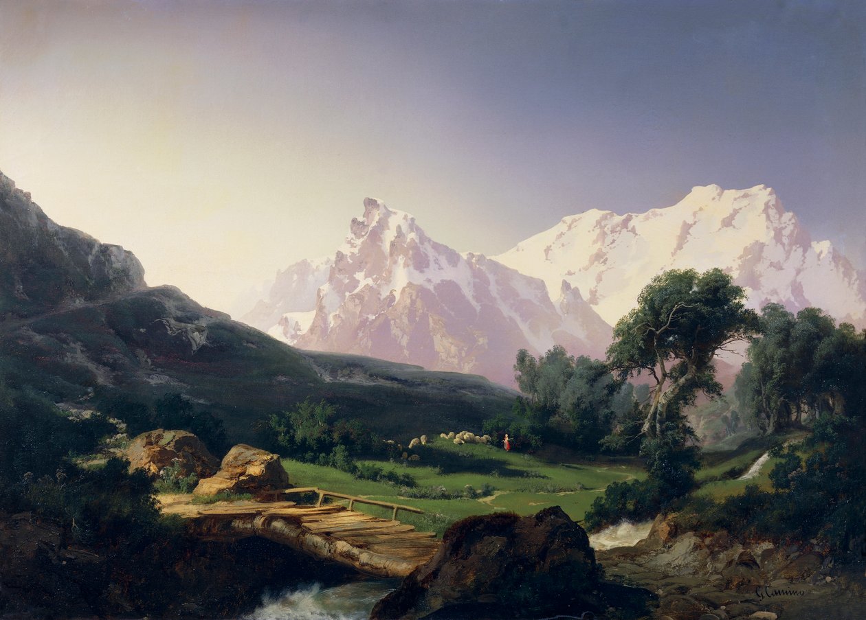 Picos alpinos, Vale Gressoney, de Giuseppe Camino (1818-1890) de Giuseppe Camino