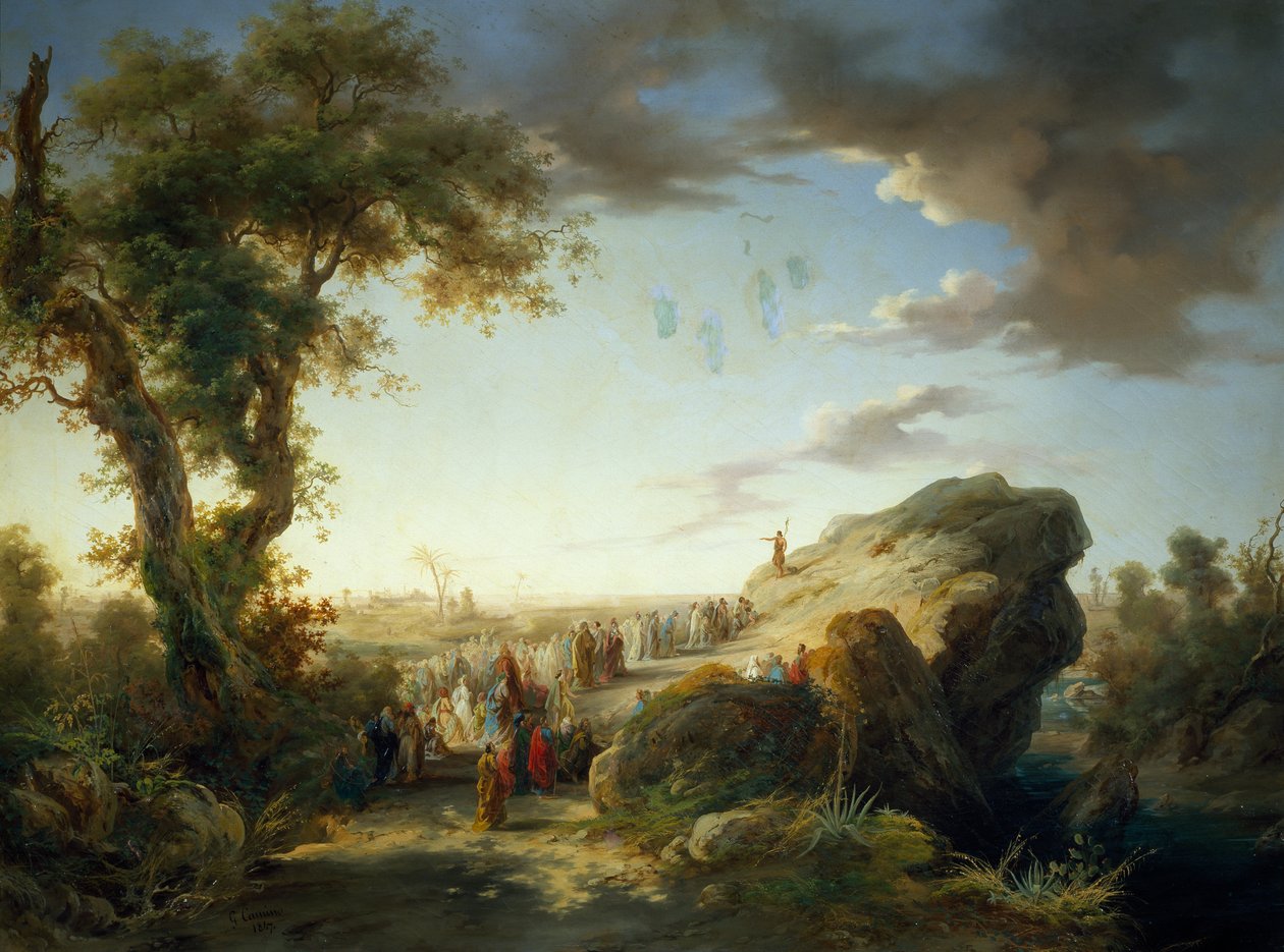 Itália, Castelo Aglie Ducal, Pregação de São João Baptista, de Giuseppe Camino (1818-1890), óleo sobre tela de Giuseppe Camino