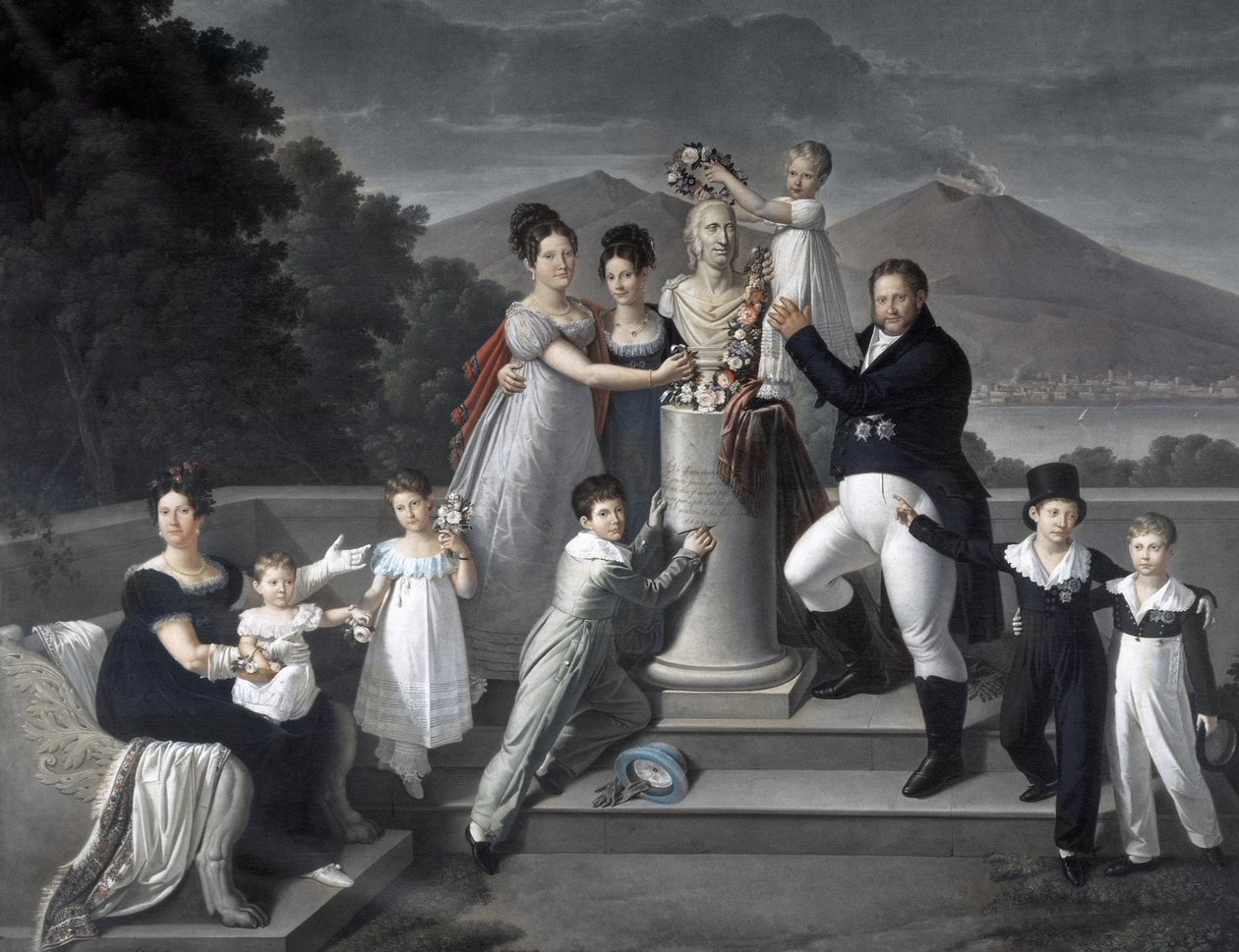 (Família do Rei Francesco I das Duas Sicílias). De esquerda para a direita: Maria Isabel de Borbone-Espanha (segunda esposa de Francesco I), Maria Carolina Ferdinanda, Maria Antonietta Grã-Duquesa de Toscana, Luisa Carlotta, Maria Cristina Rainha de Espanh de Giuseppe Cammarano