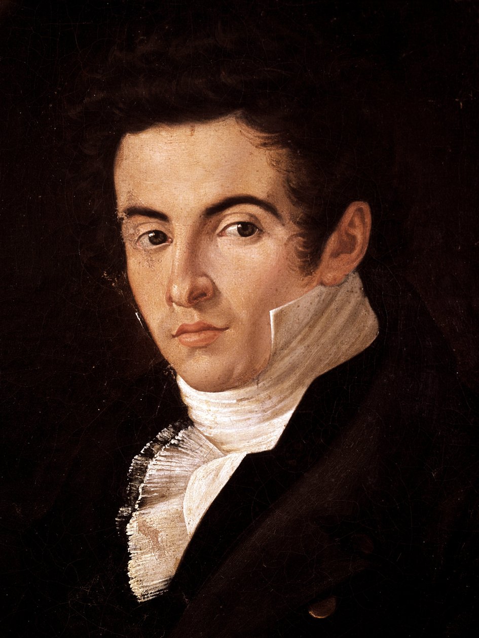 Retrato do compositor Vincenzo Bellini (1801-1835). Pintura de Giuseppe Cammarano (1766-1850). Nápoles, Museu Nacional de San Martino de Giuseppe Cammarano