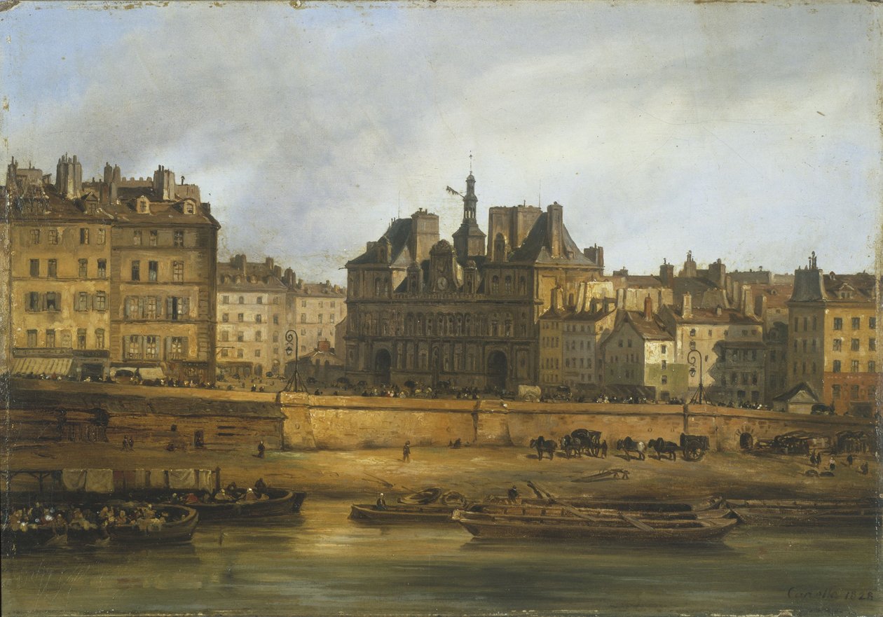 Hôtel de Ville e Place de Grève, vistos da Ile de la Cité de Giuseppe Canella