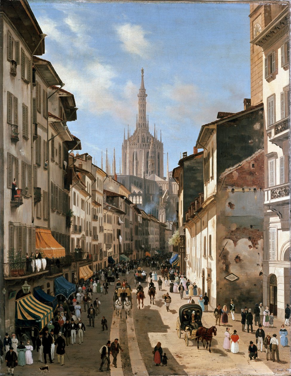 Vista sobre a rua Corsia dei Servi (pintura, c.1839) de Giuseppe Canella