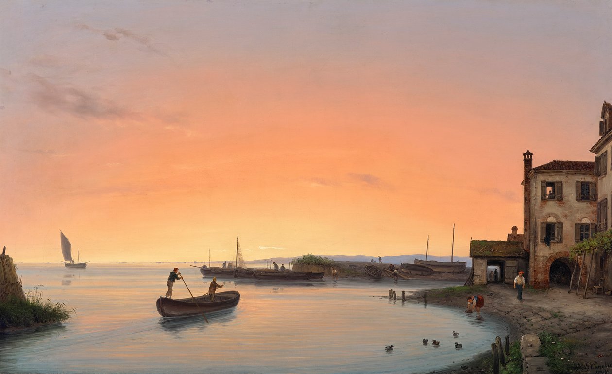 Chioggia antes do nascer do sol de Giuseppe Canella d. Ä.