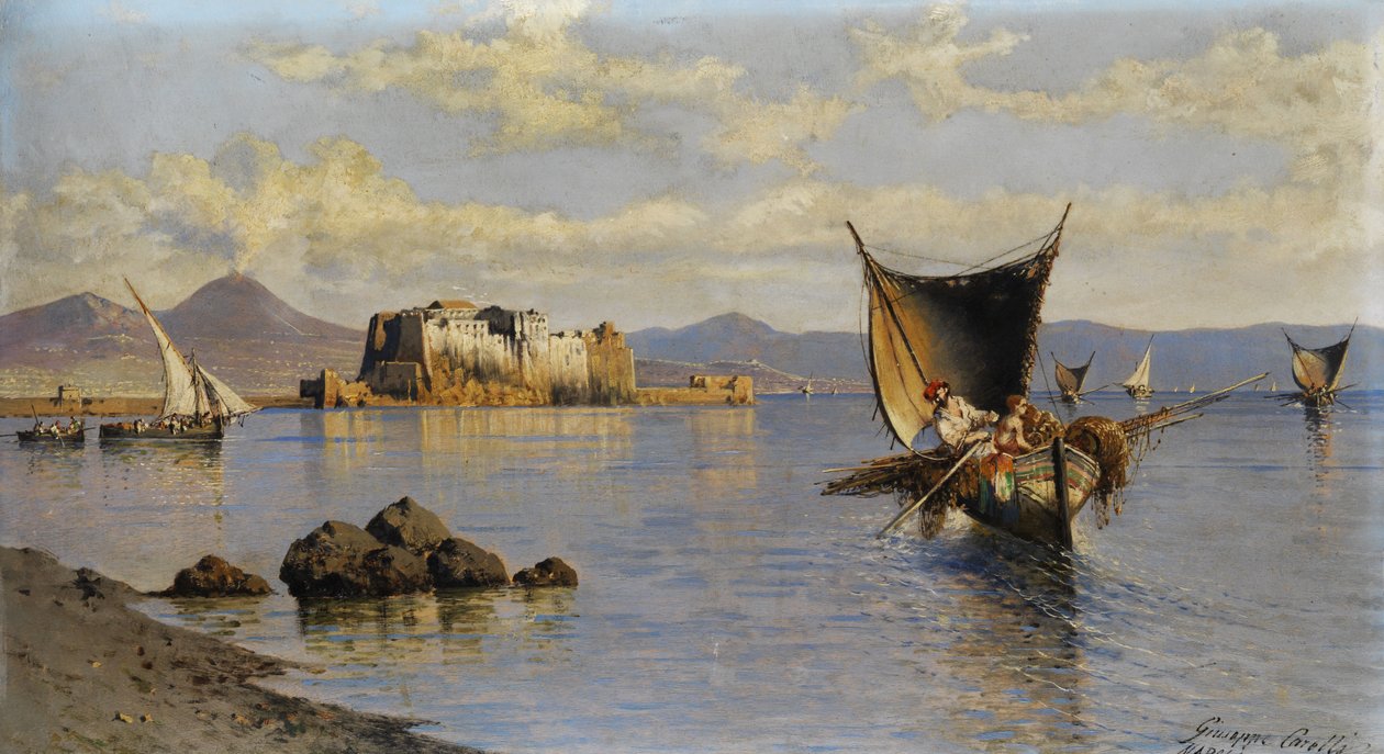 Baía de Nápoles com Castel dell