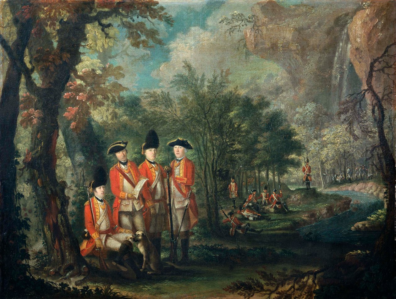 O 25º Regimento do Pé em Minorca (Menorca), c.1771 (óleo sobre tela) de Giuseppe Chiesa