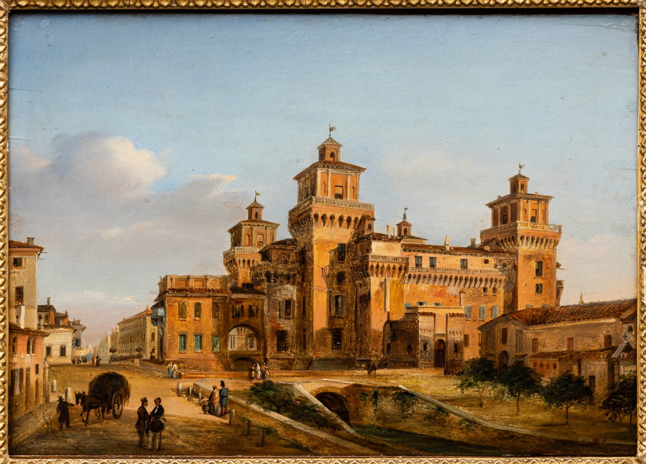 Castelo de Ferrara (óleo sobre painel) de Giuseppe Chittò Barucchi