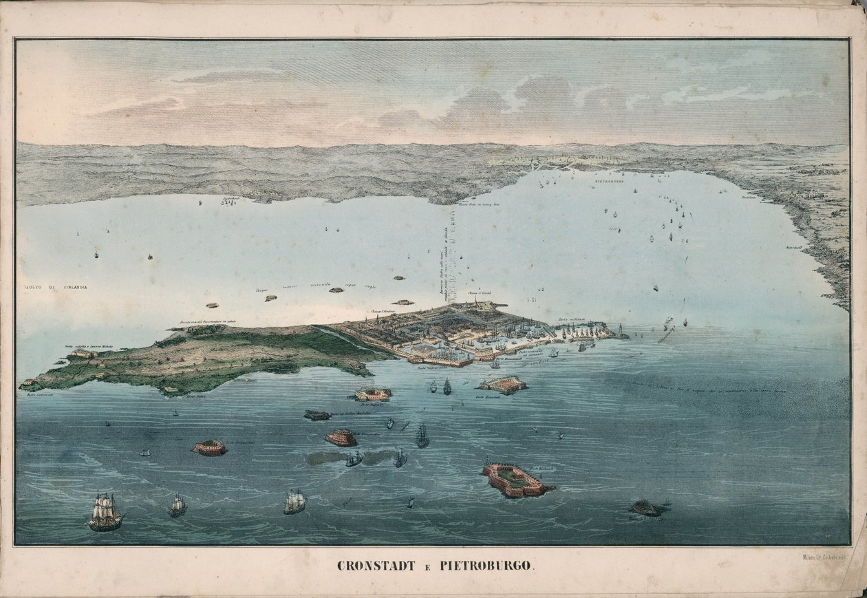 Vista panorâmica de Kronstadt, 1853. de Giuseppe Civelli