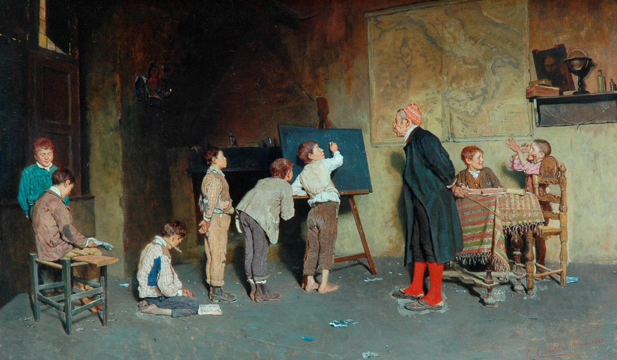 Uma escola da vila italiana, 1888 de Giuseppe Costantini