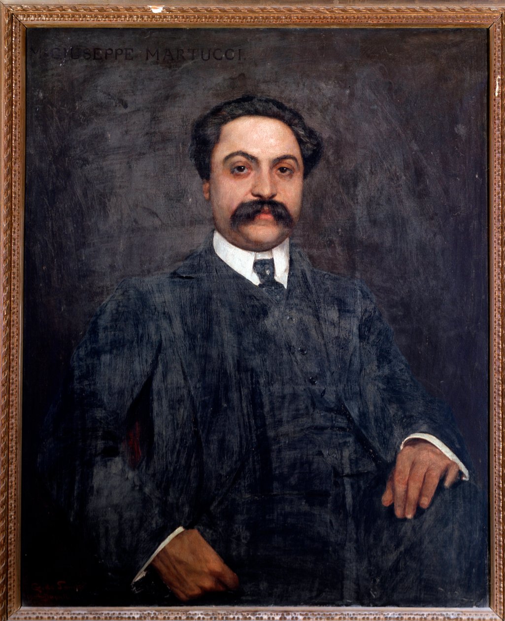 Retrato de Giuseppe Martucci (1856-1909) compositor, maestro, pianista e professor italiano Pintura de Giuseppe de Sanctis (1858-1924) 1904 Bolonha, museo musicale civico de Giuseppe De Sanctis