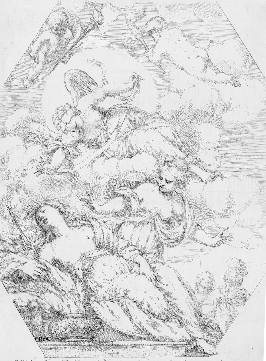 Dido na pira funerária, 1650-1700. de Giuseppe Diamantini