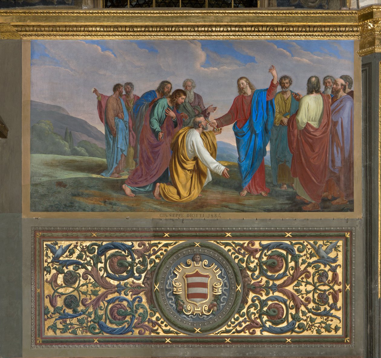 Presbitério, Giueppe Diotti, Entrega de chaves a Pietro 1834 de Giuseppe Diotti