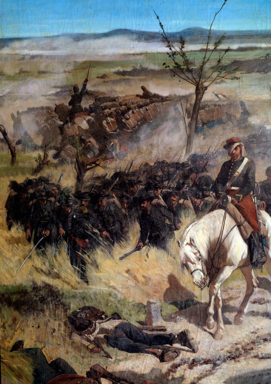 Detalhe do acampamento italiano, da batalha de Magenta em 1859 (óleo sobre tela de Giuseppe Fattori