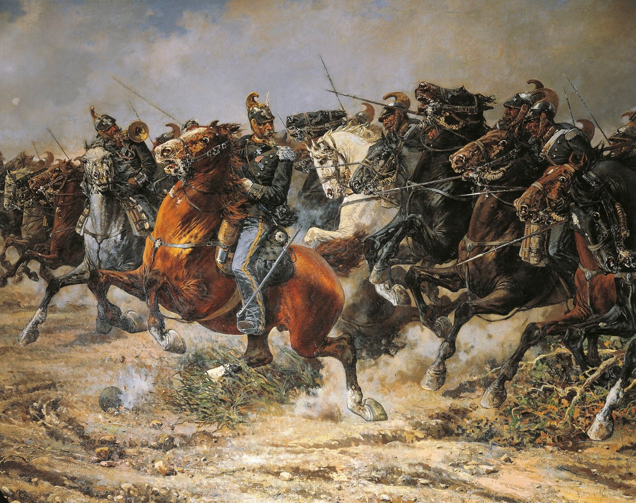 Terceira Guerra de Independência, Encargo da Cavalaria de Génova em Custoza, 24 de Junho de 1866, pintado por Giuseppe Gabani de Giuseppe Gabani