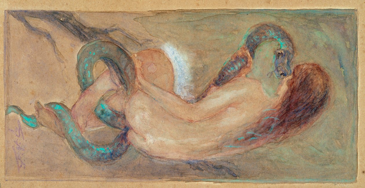 Eve Aquarela de Giuseppe Giglioli (1881-1930) Dim 11x23 cm Genes, Galleria d
