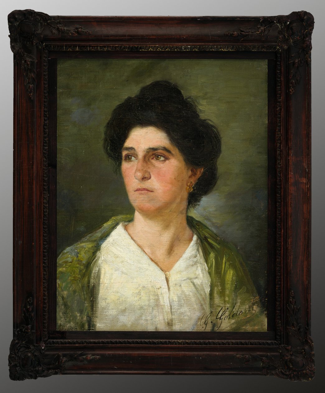 Retrato de uma jovem mulher nobre (pintura a óleo sobre tela) de Giuseppe Goldoni