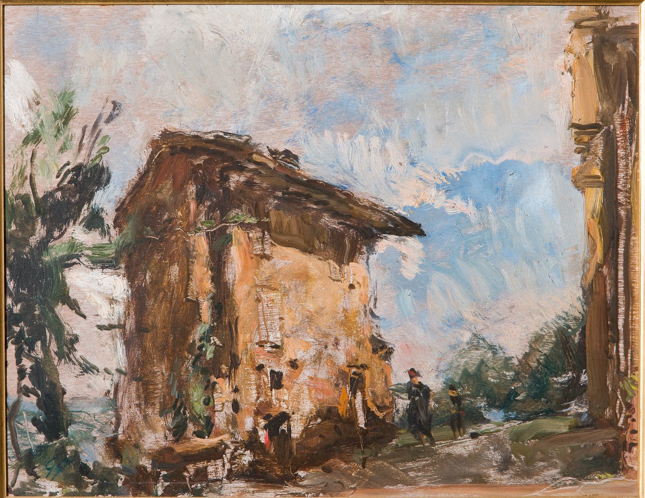 A Farmhouse (óleo sobre contraplacado) de Giuseppe Graziosi