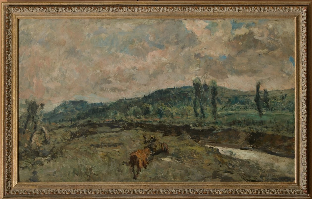 Paisagem com carrinhos (óleo no painel) de Giuseppe Graziosi
