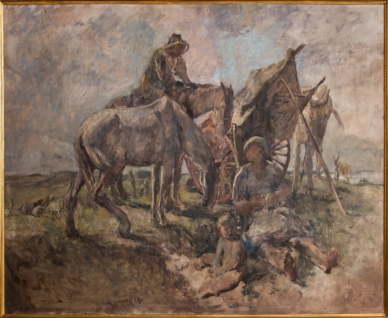 Descanso nos Campos (óleo sobre contraplacado) de Giuseppe Graziosi