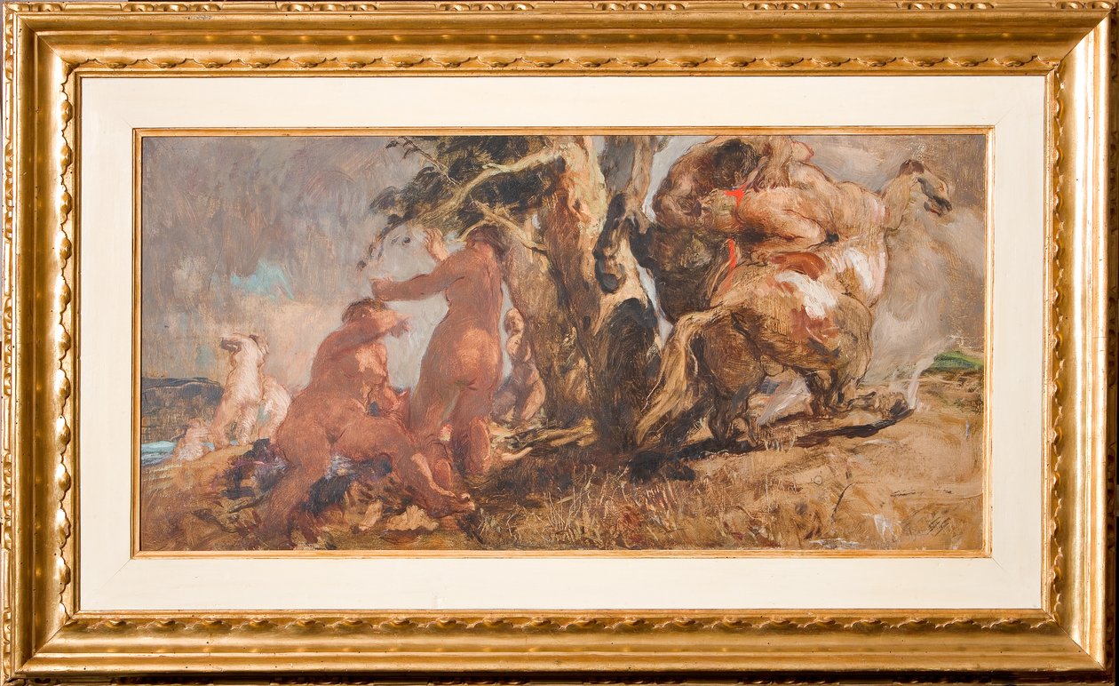 Os banhistas e um centauro (óleo sobre madeira compensada) de Giuseppe Graziosi
