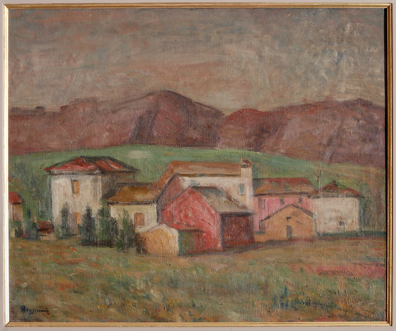 Aldeia no sopé das montanhas (óleo sobre tela) de Giuseppe Graziosi