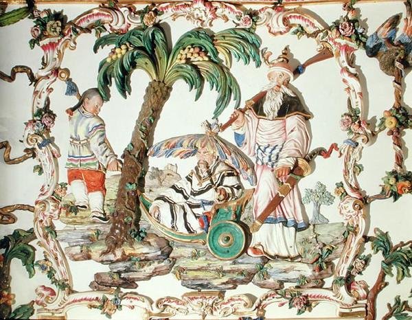Salon Chino (quarto chinês), detalhe da parede, 1769 (porcelana) de Giuseppe Gricci