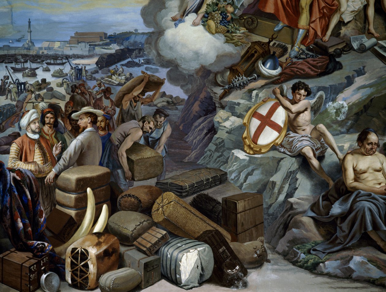Comércio liguriano, pintura de Giuseppe Isola (1808-1893), Itália de Giuseppe Isola