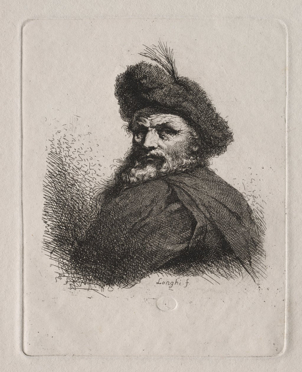Busto de um homem com um gorro de pele de Giuseppe Longhi
