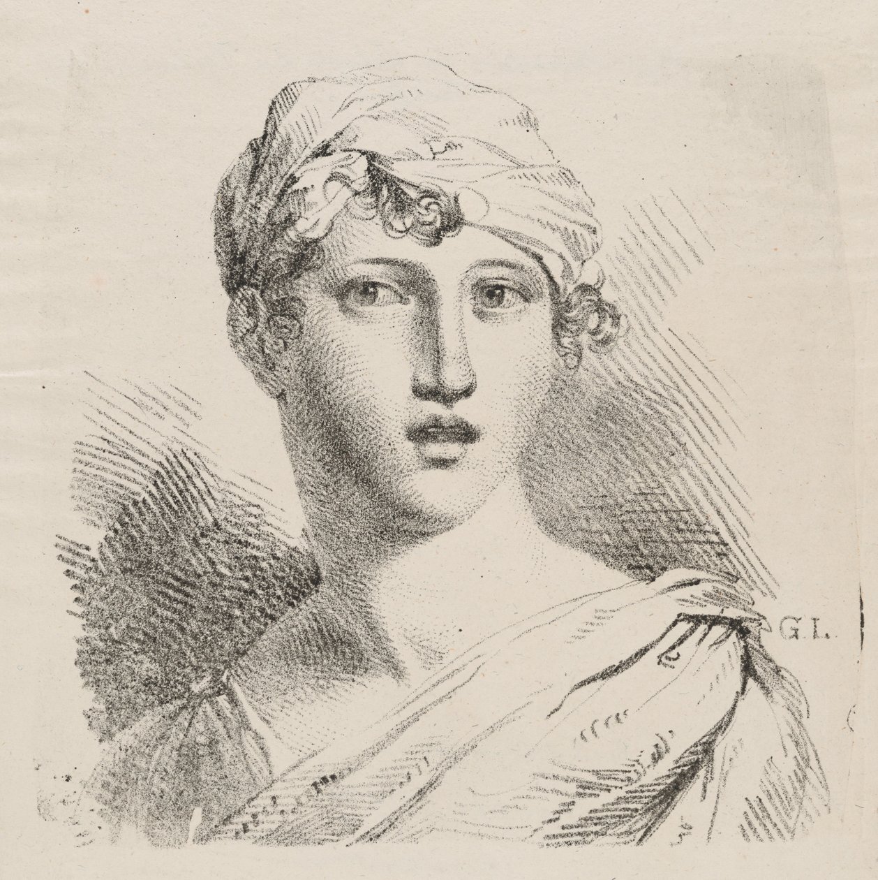 Busto de uma jovem com turbante de Giuseppe Longhi